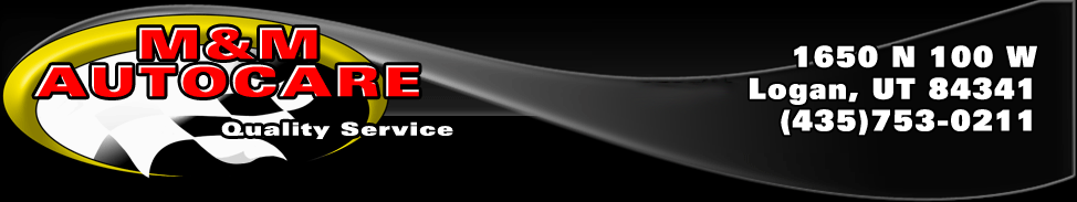 M&M Autocare banner with address and phone number